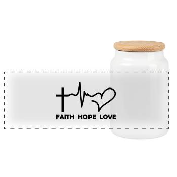 faith_hope_love - Boîte à biscuits avec couvercle en bois - blanc - Devant