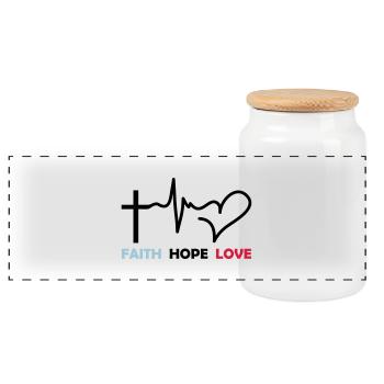 faith_hope_love_2 - Boîte à biscuits avec couvercle en bois - blanc - Devant
