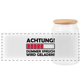 dummer_spruch_2 - Panorama Keksdose mit Holzdeckel - Weiß - Vorne
