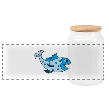 fisch - Panorama Keksdose mit Holzdeckel - Weiß - Vorne