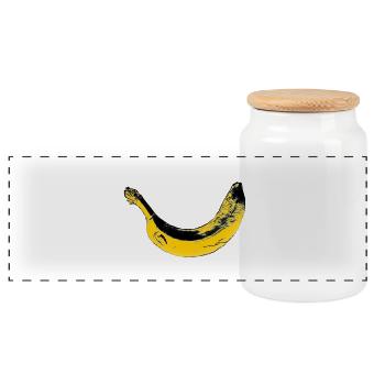 Banana - Panoramic Cookie Jar with Wooden Lid - white - Front