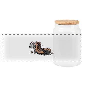 Chaussures de randonnée avec souris - Boîte à biscuits avec couvercle en bois - blanc - Devant