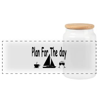 Sail - Panoramic Cookie Jar with Wooden Lid - white - Front