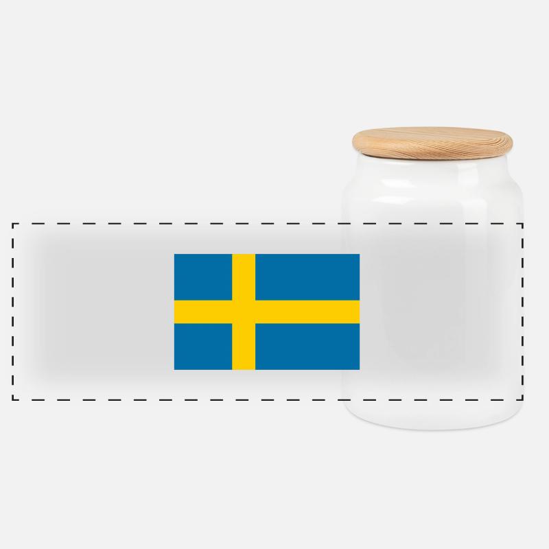 Flagge Schwedens - Panorama Keksdose mit Holzdeckel - Weiß