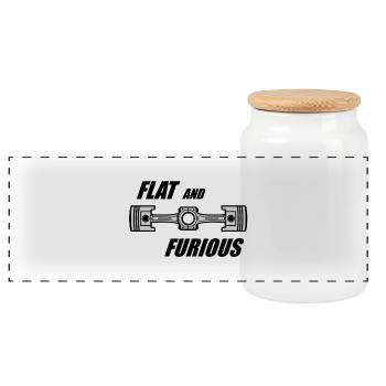 Flat and Furious - Panoramic Cookie Jar with Wooden Lid - white - Front