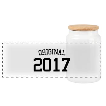 Original 2017 - 6 Jahre alt, Kinder zum 6. Geburtstag - Panorama Keksdose mit Holzdeckel - Weiß - Vorne