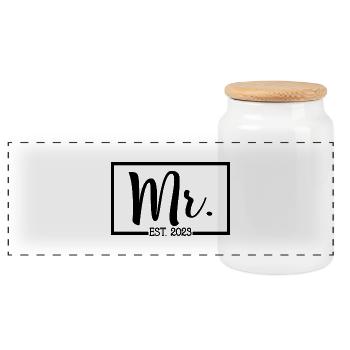 2023 Fiançailles pour la fête de mariage du marié - Boîte à biscuits avec couvercle en bois - blanc - Devant