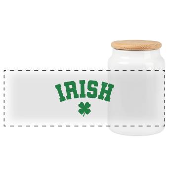 St. Patrick's Day Geschenk Kleeblatt Männer, Frauen, Kinder - Panorama Keksdose mit Holzdeckel - Weiß - Vorne