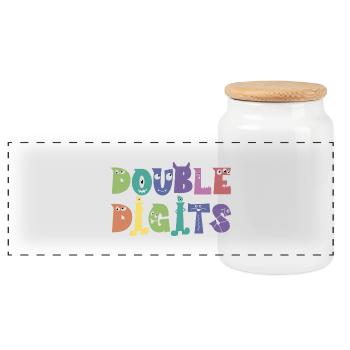Cadeau de 10e anniversaire, 10 ans, pour garçons et filles - Boîte à biscuits avec couvercle en bois - blanc - Devant