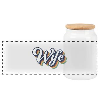 Retro Wife Matching Couple Wedding Party Marriage - Panoramic Cookie Jar with Wooden Lid - white - Front