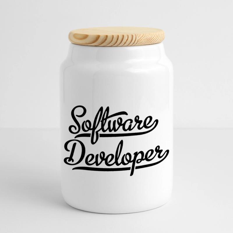 Software Developer Panoramic Cookie Jar with Wooden Lid