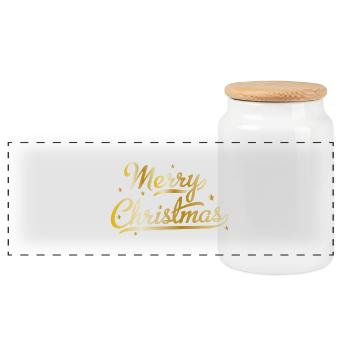 Merry Christmas - Panorama Keksdose mit Holzdeckel - Weiß - Vorne