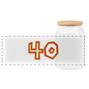 40. 40 YEARS. 40th ANNIVERSARY. 40TH ANNIVERSARY. - Panoramic Cookie Jar with Wooden Lid - white - Front