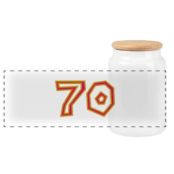 70. 70 ANS. 70e ANNIVERSAIRE. ANNIVERSAIRE 70 ANS. - Boîte à biscuits avec couvercle en bois - blanc - Devant