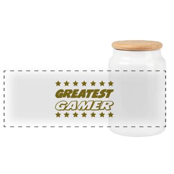 GREATEST GAMER - Boîte à biscuits avec couvercle en bois - blanc - Devant
