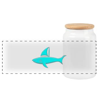 Sailor Shark - Sailing Shark - Panoramic Cookie Jar with Wooden Lid - white - Front