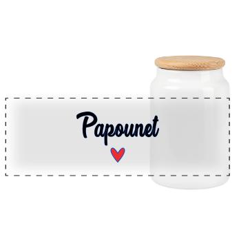 PAPOUNET. DAD. FATHER'S DAY. HAPPY FATHER'S DAY - Panoramic Cookie Jar with Wooden Lid - white - Front