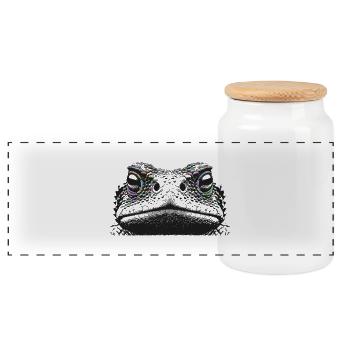 Grenouille - Boîte à biscuits avec couvercle en bois - blanc - Devant