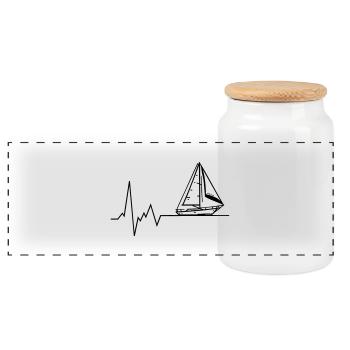 Heartbeat Capitaine de voilier - Boîte à biscuits avec couvercle en bois - blanc - Devant