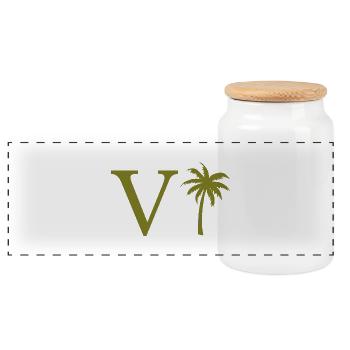 Lettre v vert Palm - Boîte à biscuits avec couvercle en bois - blanc - Devant