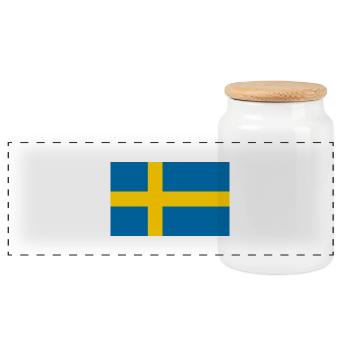 Sweden - Panoramic Cookie Jar with Wooden Lid - white - Front
