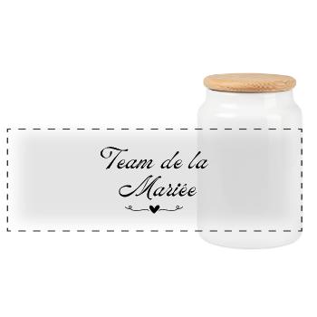 Team of The Bride Heart - Panoramic Cookie Jar with Wooden Lid - white - Front