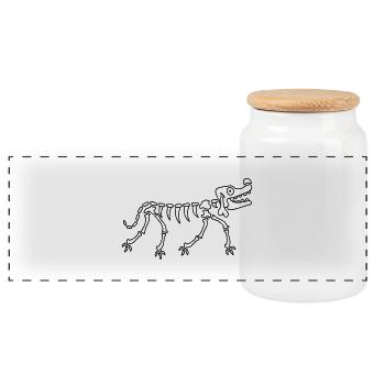 Dog Skeleton Bone Halloween Horror Cartoon Cool - Panoramic Cookie Jar with Wooden Lid - white - Front