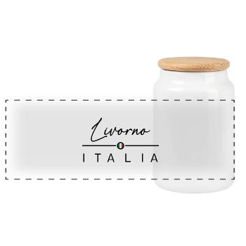 Italia - Livorno - Italien - Italy - Panorama Keksdose mit Holzdeckel - Weiß - Vorne