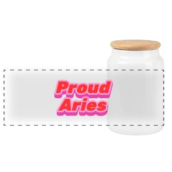 Proud Aries - stolzer Widder - Panorama Keksdose mit Holzdeckel - Weiß - Vorne