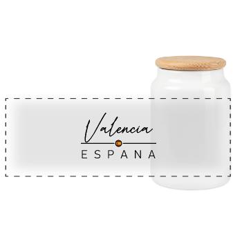 Spain - Valencia - Spain - España - Panoramic Cookie Jar with Wooden Lid - white - Front