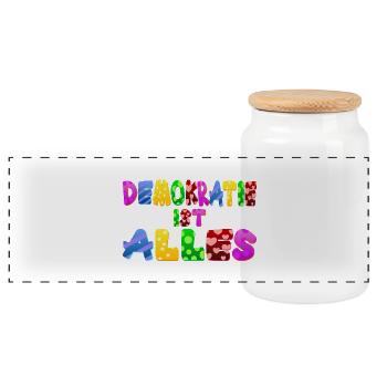 AfD stoppen gegen rechts Demokratie Vielfalt links - Panorama Keksdose mit Holzdeckel - Weiß - Vorne
