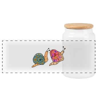 Snails - Panoramic Cookie Jar with Wooden Lid - white - Front
