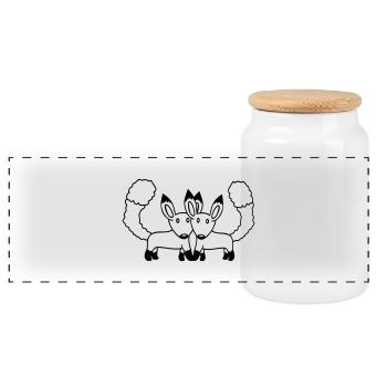 2 Renards Couple Amoureux Deux Amis Amour Équipe Mignon - Boîte à biscuits avec couvercle en bois - blanc - Devant