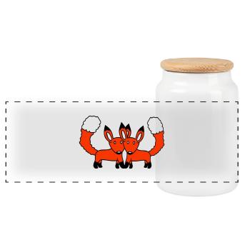 2 Renards Couple Amoureux Deux Amis Amour Équipe Mignon - Boîte à biscuits avec couvercle en bois - blanc - Devant