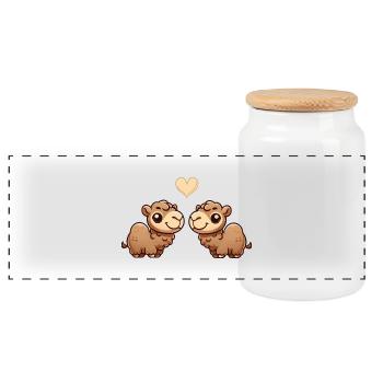 kamel cartoon love - Panorama Keksdose mit Holzdeckel - Weiß - Vorne