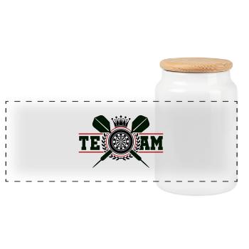 darts dartscheibe wappen team - Panorama Keksdose mit Holzdeckel - Weiß - Vorne