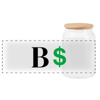 Lettre b dollar - Boîte à biscuits avec couvercle en bois - blanc - Devant
