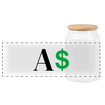 Lettre a dollar - Boîte à biscuits avec couvercle en bois - blanc - Devant