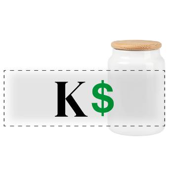 Lettre k dollar - Boîte à biscuits avec couvercle en bois - blanc - Devant