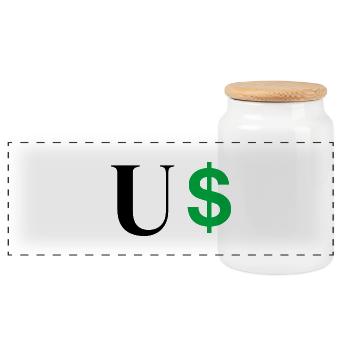 Lettre u dollar - Boîte à biscuits avec couvercle en bois - blanc - Devant