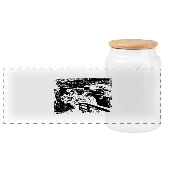 Path to the sea - Panoramic Cookie Jar with Wooden Lid - white - Front