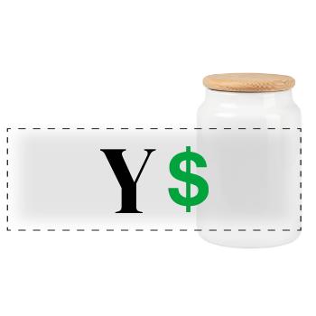 Lettre y dollar - Boîte à biscuits avec couvercle en bois - blanc - Devant