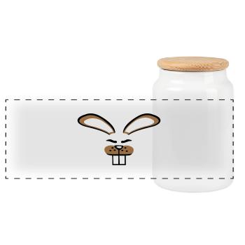 Lapin Lapin Dessin animé Petit Animal Mignon - Boîte à biscuits avec couvercle en bois - blanc - Devant