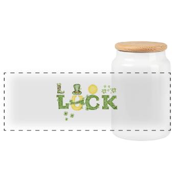 La chance est proche - Boîte à biscuits avec couvercle en bois - blanc - Devant