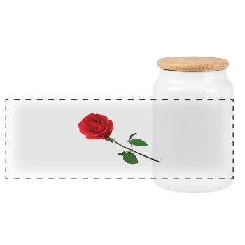 Rose - Panorama Keksdose mit Holzdeckel - Weiß - Vorne