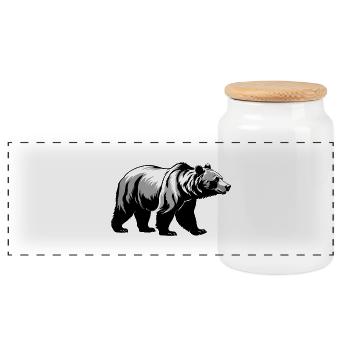 Ours - Autocollant Animal mignon - Boîte à biscuits avec couvercle en bois - blanc - Devant