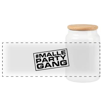 Malle Party Gang Mallorca - Panorama Keksdose mit Holzdeckel - Weiß - Vorne