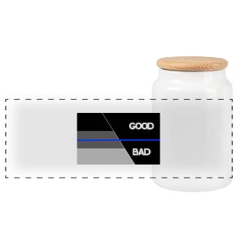 Shadow blueline good bad - Panorama Keksdose mit Holzdeckel - Weiß - Vorne