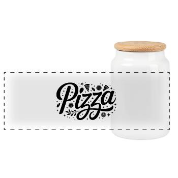 Pizza - Funny Pizza Quote Tshirt - Panoramic Cookie Jar with Wooden Lid - white - Front