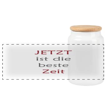 Jetzt ist die beste Zeit - Panorama Keksdose mit Holzdeckel - Weiß - Vorne